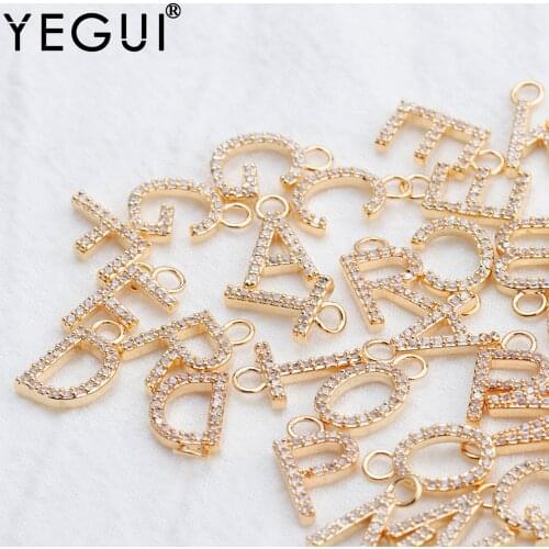 YEGUI M802,jewelry accessories,18k gold plated,0.3 microns,letter of the alphabet,diy earrings,diy zircon pendants,10pcs/lot