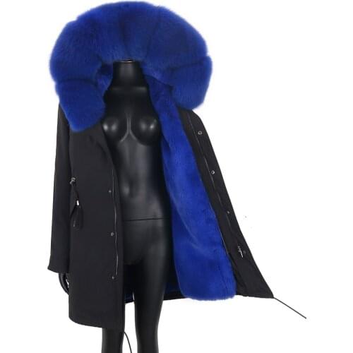 2021 New Winter Jacket Women Parka Real Fur Coat Detachable Sleeve Long Warm Quilted Coats Fashion Outerwear Street Style 7XL