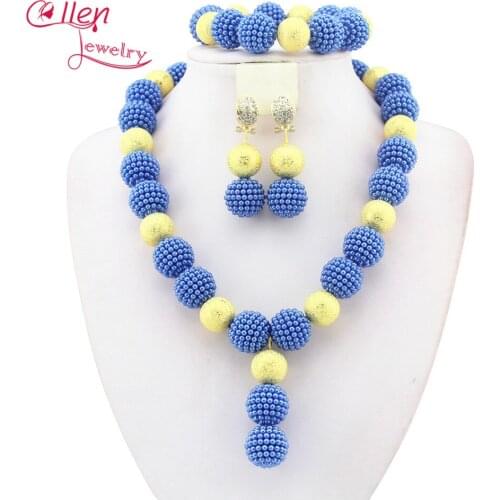 Royal Blue nigerian Wedding Bridal women necklace Set Dubai Wedding African Beads Jewelry Set Women Fashion Free Shipping W13570