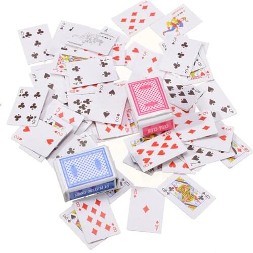 1 Set 1:12 Miniature Poker Dollhouse Cute Mini Poker Playing Cards Style Random Poker Cards Mini Style