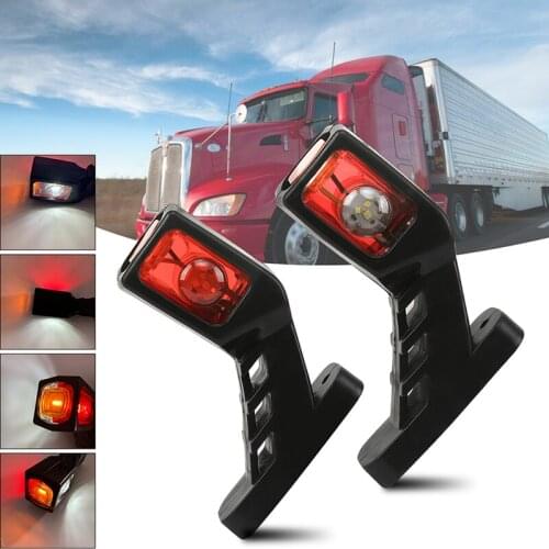 1 Pair 10-30v Car Truck Trailer Caravan Van 3 Face Red Amber White 4 Led Marker Side Light Outline Lamp External Lights 24v