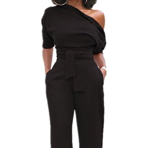 2017 Jumpsuit Sexy Summer Overalls Half Sleeve Off Shouuld Solid Rompers Womens Jumpsuits Bodycon Elegant Bodysuit