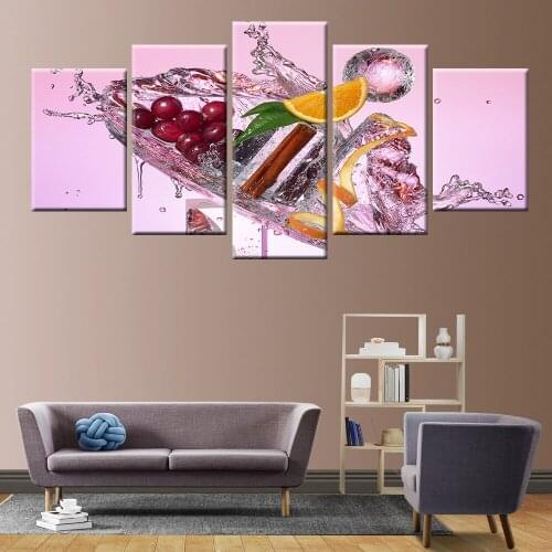 Abstract Fashion Canvas HD Print Picture Kitchen Wall Art Frame 5 Pieces Fruit Orange Painting Modular Home Decoration Poster