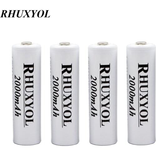 4pcs RHUXYOL 2000mAh NIMH AA Cell accumulator Rechargeable Battery NI-MH 1.2V 2A Baterias Recargable appr 2200mAh
