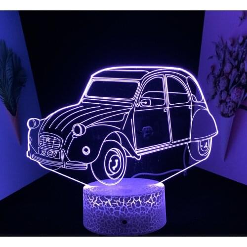 Car Series VintageCar 3D LED Lamp 7 Color Changes With Remote Control Acrylic Light Guide Plate Touch switch for USB Charging