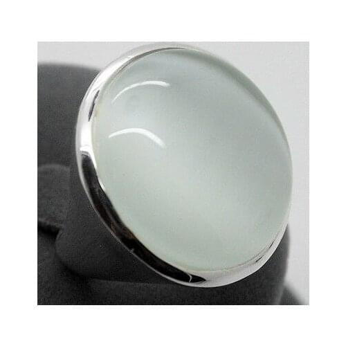 Free shipping Rare White Opal Cat Eye 24mm 925 Sterling Silver Jewelry Ring Size 7/8/9/10