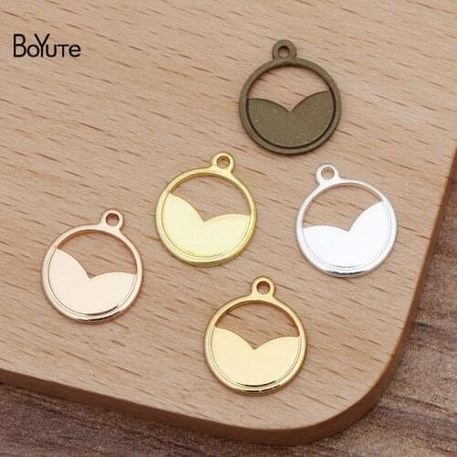 BoYuTe (100 Pieces/Lot) 11MM Round Metal Brass Charms for Jewelry Making Diy Hand Made Materials Wholesale