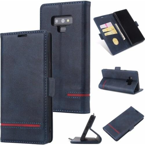 50pcs/lot Free shipping 5colours Business horizontal 3 card color housing for samsung galaxy Note 8 9 leather newest cover case