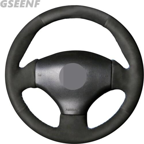 Car Steering Wheel Cover For Peugeot 206 1998-2005 206 SW 2003-2005 206 CC 2004-2005 Black Hand-stitched Soft Suede