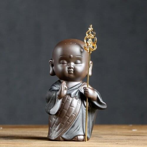 Black gold sand purple sand little monk monk walker tea pet ornaments boutique tea play tea ceremony accessories novice monks