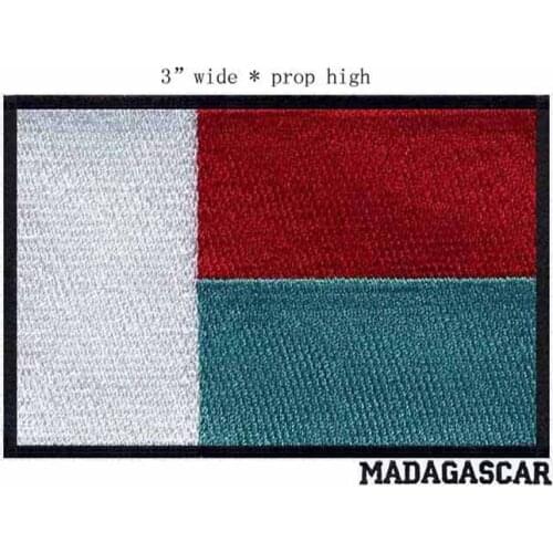 MADAGASCAR Embroidery flag patch jeans 3 "wide custom made iron on/sew on applique for clothing/Jeans/bag/cap/Pants