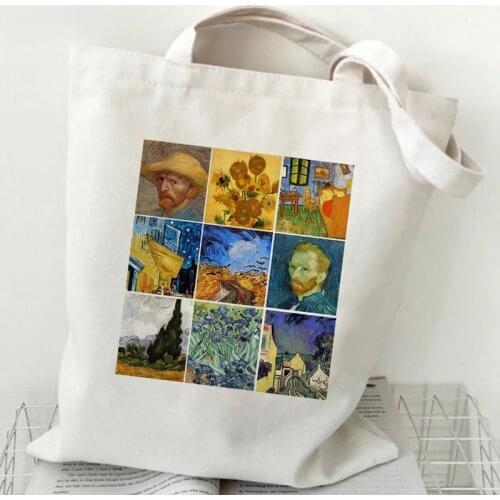 Van Gogh Canvas Shoulder Bags Female Funny Eco Large-capacity Shopping Bag Graphic Tote Harajuku Shopper Bag Women