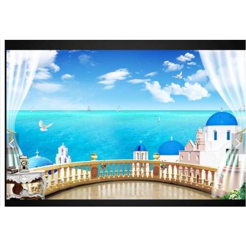 Customized 3d photo wallpaper 3d TV wall wallpaper murals Mediterranean Aegean TV background living room wallpaper