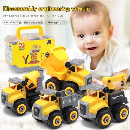 New Product Storage Box Disassembly Engineering Toy Car Diy Assembly Sanitation Crane Set Childrens Educational Toys