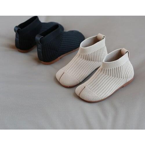 Baby Girl Shoes Autumn New Solid Color Knitted kids Short Boots Fashion Breathable Girls Princess Shoes Flat Sneakers SSW085