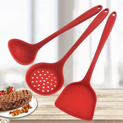 33 CM Red Silicone Fried shovel Colander Spoon Kitchenware Household Non-Stick Cookware Kitchen Tools New Arrivals