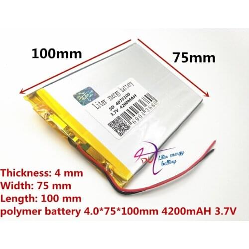 Best battery brand Free shipping 1PCS/Lot 3.7 V high capacity polymer lithium battery, 4075100, 4200 mah sun N70 7 inch tablet b