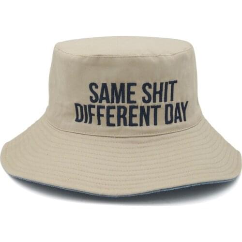 Fashion Casual Unisex Bucket Cap Double Sided Sun Hat Womens Street Style Letters Solid Color Printing Hat Windproof Visor