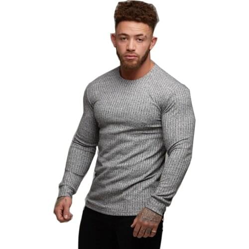 Mens Fashion Autumn Sweater Long Sleeve Pullover Mens Jacket Round Neck Pullover Top Pure Color Knitwear