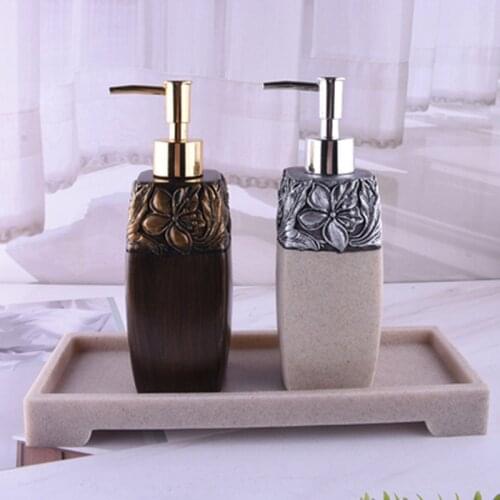 Sand Rock Bathroom Supplies Set-Storage Tray-Liquid Soap Dispenser-Cotton swab box-Toothbrush Holder-Bathroom Accessories Kit