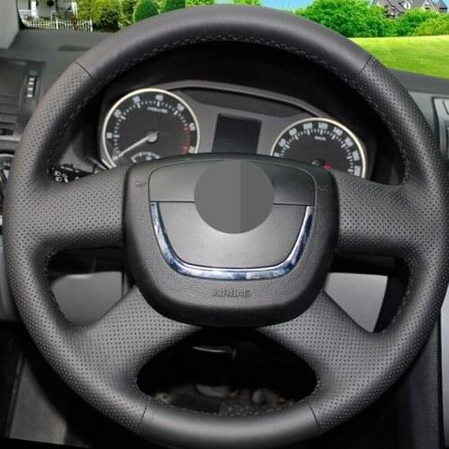 Black Hige Sofe Faux Leather Car Steering Wheel Cover for Skoda Citigo Roomster Fabia 2009-2012 Octavia Yeti Superb 2008-2013