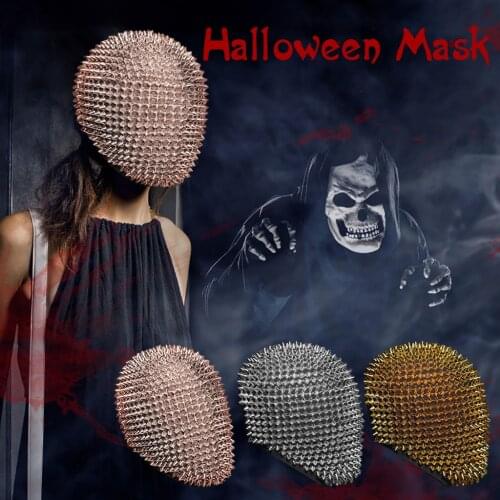 New Studded Spikes Full Face Mask Jewel Margiela Face Cover Halloween Cosplay Funny Mask Party Supplies mondkapjes wasbaar 2020
