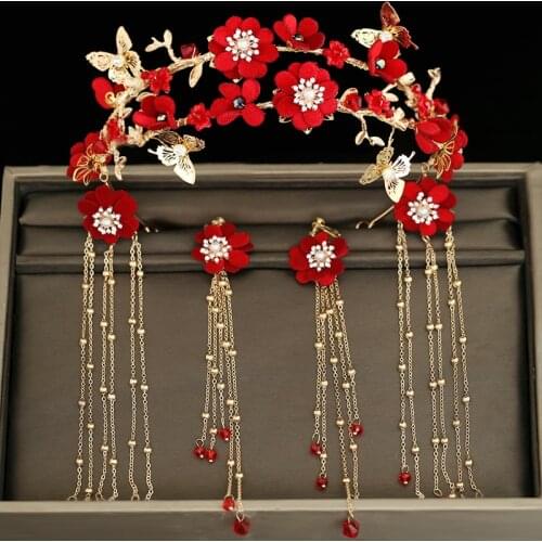 The new red a toast to The bride clothing headwear super fairy sen is Chinese style wedding toast XiuHe clothing hair atmosphere