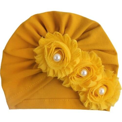 Solid Flower Pearl Kids Hats Baby Fashion Sun Flower Hat Newborn Cap Fetal Cap Basin Warm Girl Boys Cute Hat Шапка Для Девочки