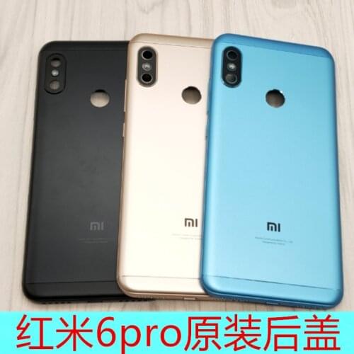 Original For redmi 6 pro Back Shell back cover Battery Cover door Case With Audio + - Buttons Keys Camera Glass Lens for a2 lite