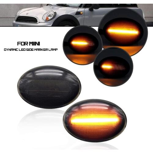 Pair Flowing Side Repeater Lamp Dynamic LED Side Marker Light Panel Lamp For BMW MINI Cooper R50 R52 R53 2002-2008 Yellow