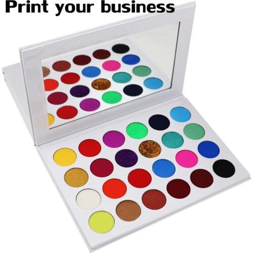 Print Logo 24 Color Matte Eyeshadow Palette Glitter Eye Shadow White Box Waterproof Long Lasting Make Up Pallet Shimmer Beauty