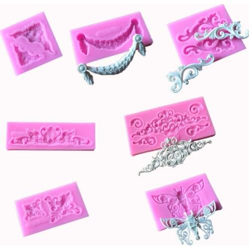 Lace Pattern Border Decor Silicone Cake Mold Retro Roma Relief Decorative Chocolate Flower Baking Pastry cake Molds