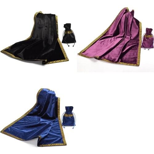 Tarot Tablecloth With Bags High Quality Flocking Fabric Tarot Board Game Accessories Altar Tarot Ceremony tablecloth Golden lace