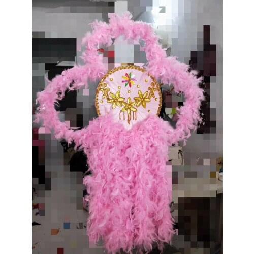 Sexy dance wear Samba Back Panel ostrich hair feather stage performance costume