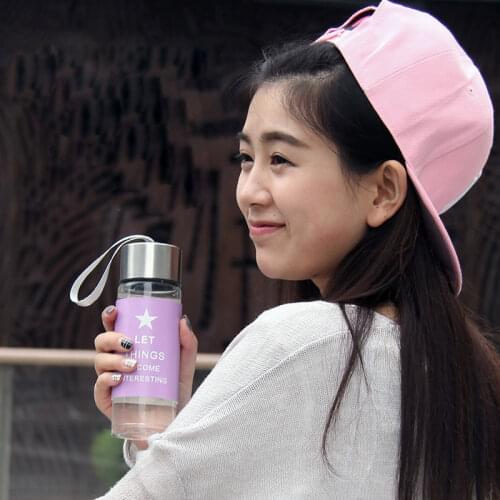 Clearance Sale Glass Water Bottle 360ML/450ML Portable Travel Drinkware Transparent Water Tea Coffee Juice Sport Bottles