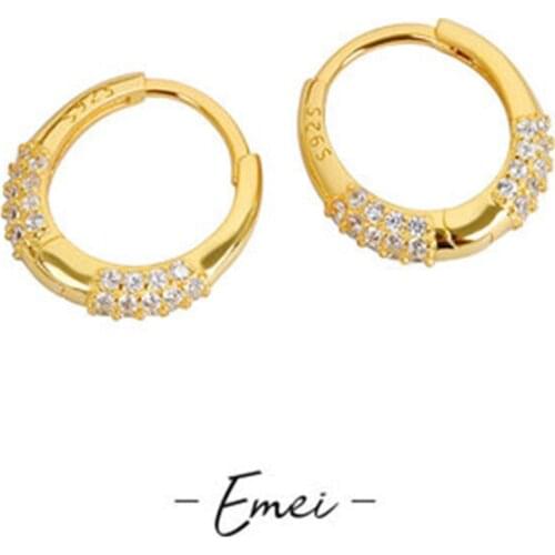 VENTFILLE 925 Sterling Silver Micro-Inlaid Zircon Hoop Earrings For Women Temperament All-Match Earrings