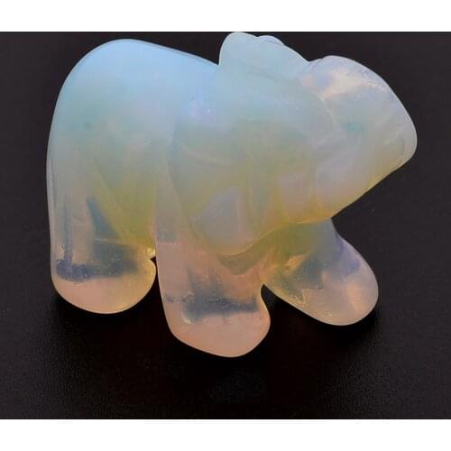 1.5 Inch Hand Carved Elephant Opal Gemstone Lucky Statue Home Office Desk Decoration Gift Event Party Supplies Mayitr