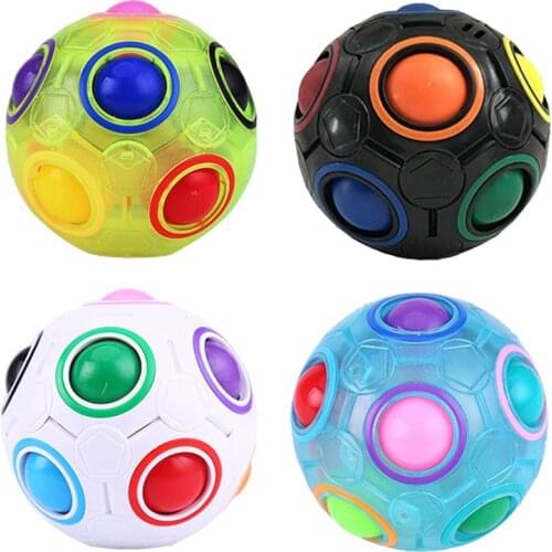 1Pcs Creative Magic Rainbow Ball Toy Stress Relief Adult Toys Football Shape Magic Cubes Early Education Toys Gift for Children