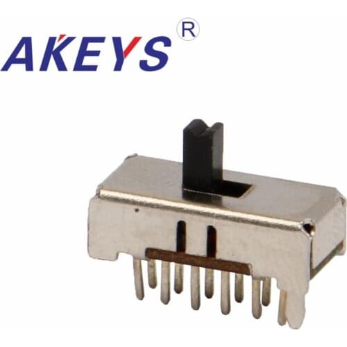10pcs SS-42D02 4P2T Four pole double throw 2 position slide switch 12 pin DIP type with 2 fixed pin handle heights
