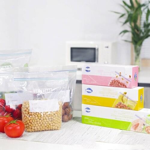 15/20/30 Pcs Food Storage Bag Vacuum Sealer Reusable Silicone Food Fresh Keeping Containers Note Tip Zip Shut Bag Foodgrade