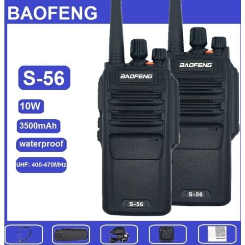 2PCS Baofeng S-56 Waterproof Walkie Talkie 10W Ham CB Radio Station UHF 400-470MHz Radio HF Transceiver UV-9R Plus