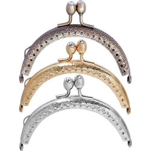 5PCS 8.5cm Retro Round Metal Purse Frame Handle for Clutch Bag Coin Kiss Clasp Lock Antique Bronze Hardware Bag Accessory