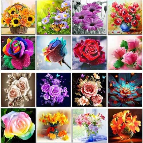 Full Square/Round Drill 5D DIY Diamond Painting "Colored flowers" 3D Embroidery Cross Stitch 5D Home Decor Gift