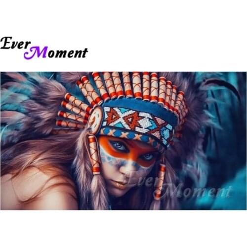 Ever Moment Diamond Embroidery Indian Girl Diamond Mosaic Full Square Drills Artwork Home Decoration Diamond Painting ASF1201