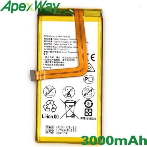 ApexWay 2PCS/lot HB494590EBC 3000mAh Phone battery for Huawei Honor 7 Glory PLK-TL01H ATH-AL00 PLK-AL10