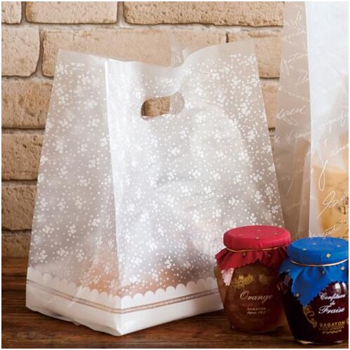 White Flowers Bags Plastic Gift Bags, Plastic shopping bags 50PCS/lot