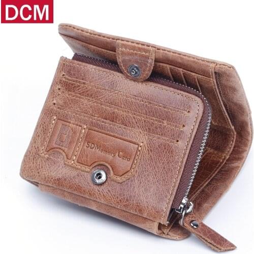 DCM Genuine Leather Men Wallet RFID BLOCKING New Stylish Cow Male Bifold Purse With Card Pocket Dropshipping