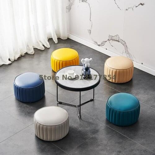 Household Low Stool Living Room Sofa Stool Children Round Stool Soft Seat Shoe Changing Stool Coffee Table Sitting Pier
