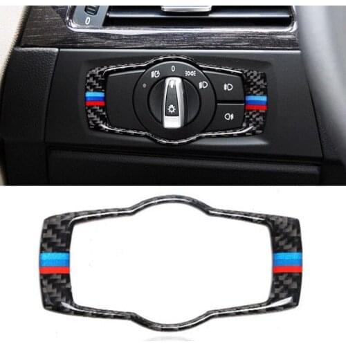 JXLCLYL Carbon Fiber Car Headlight Switch Frame Cover Trim For BMW 3 Series E90 E92 E93