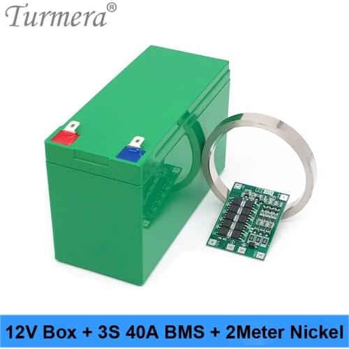 Turmera 12V Battery Storage Box 3S 40A BMS 3x7 Brackets for 12V 7Ah to 20Ah Uninterrupted Power Supply and Replace Lead-Acid Use